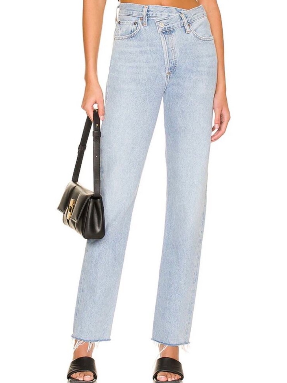 AGOLDE Criss Cross High Rise Straight Leg Raw Hem Jeans 26